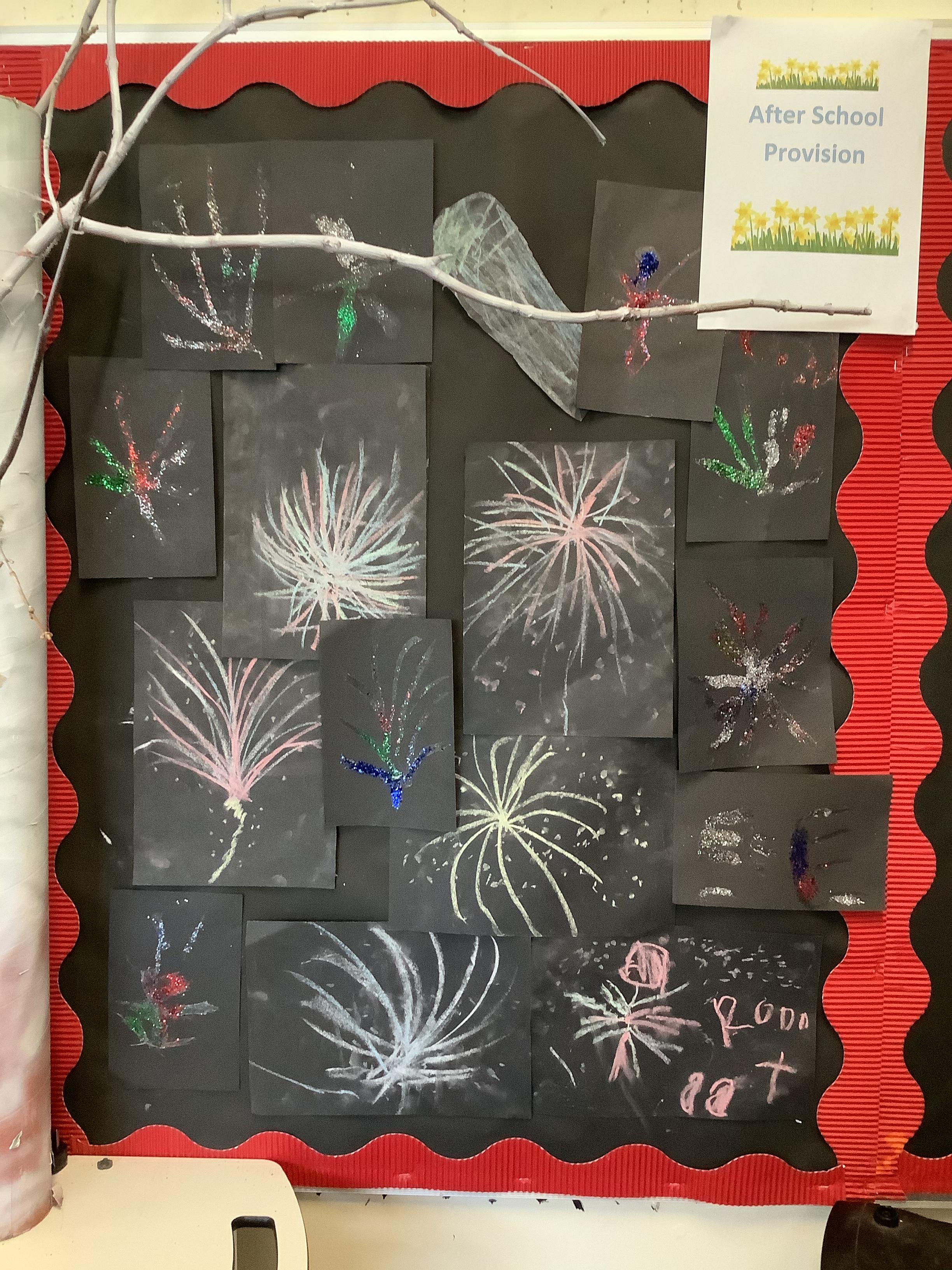 This week Miss Armstrong has enjoyed making firework pictures with the children
